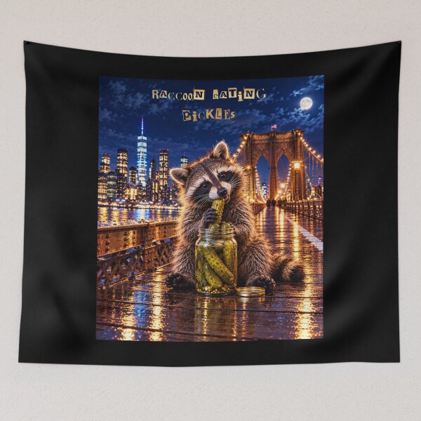 Item preview, Raccoon Eating Pickles – Funny NYC Night Adventure. designed and sold by Dinasshop.