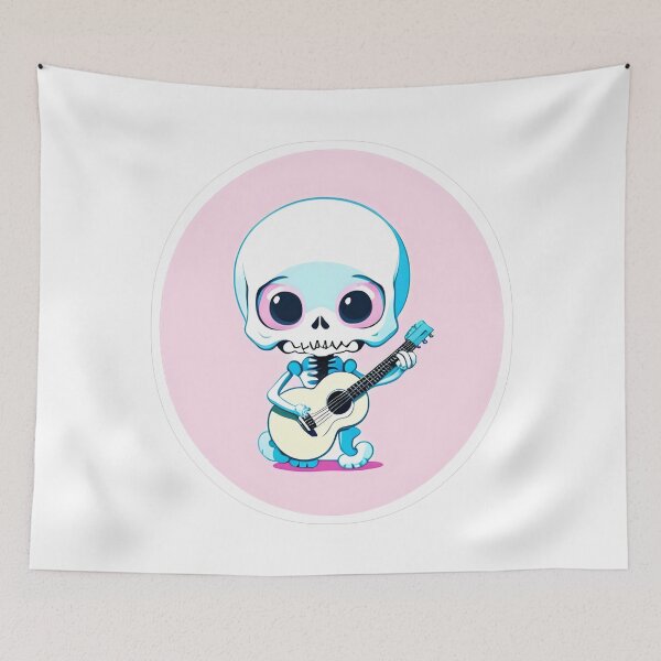 Item preview, Cute Blue Skeleton Strumming Acoustic Guitar designed and sold by For-Cat Studio.