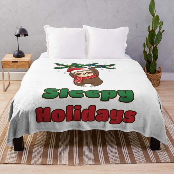 Item preview, Sleepy Holidays Cute Christmas Sloth in Santa Hat and Lights designed and sold by Bornprints.