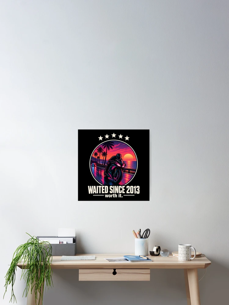 Thumbnail 2 of 3, Poster, Waited Since 2013 Retro Neon Sunset Rider designed and sold by RekiStyle.