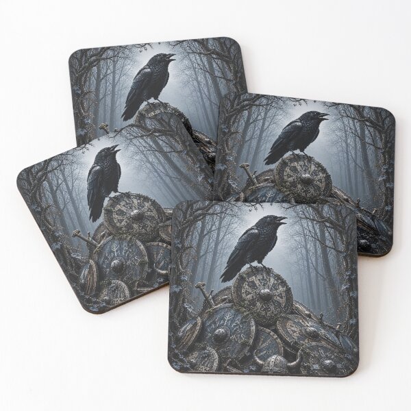 Item preview, Viking Raven on Shields – Norse Mythology Dark Fantasy Artwork designed and sold by SVALANART.