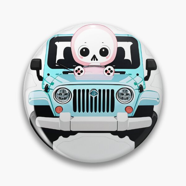 Item preview, Pink Cartoon Character Drives Light Blue Jeep designed and sold by For-Cat Studio.