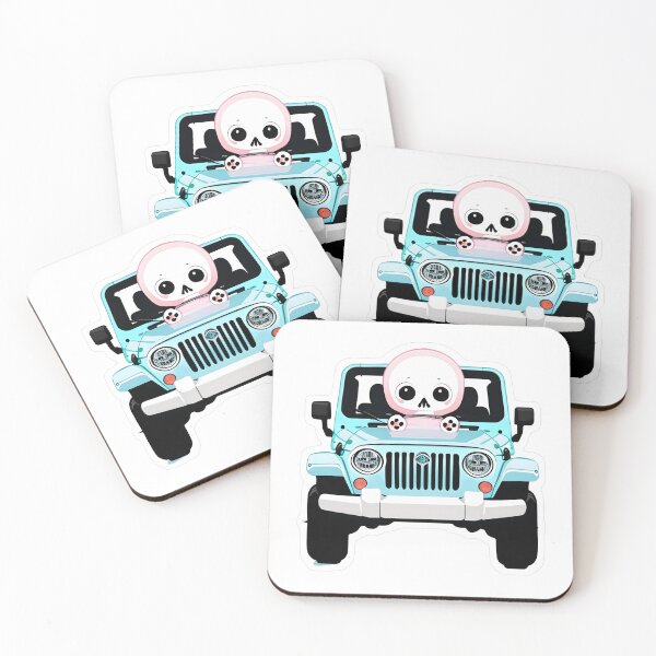 Item preview, Pink Cartoon Character Drives Light Blue Jeep designed and sold by For-Cat Studio.