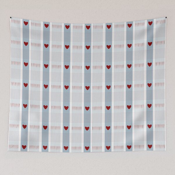 Item preview, Coquette Red Hearts and Blue Stripes Pattern designed and sold by ZenithDrip.