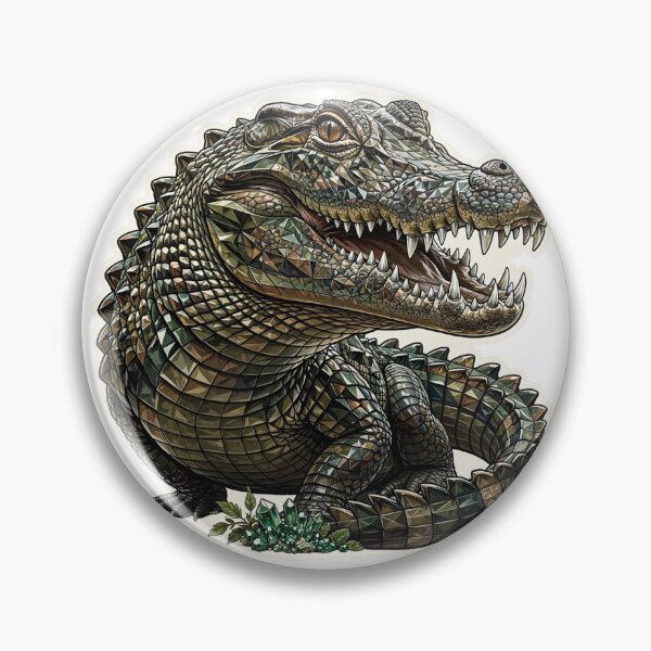 Item preview, Caiman Alligator Crystal Sticker - Olive Green Armored Real Color designed and sold by Crystal Critters .