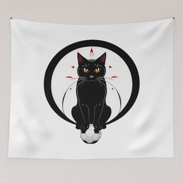 Item preview, Gothic Black Cat on Soccer Ball designed and sold by For-Cat Studio.
