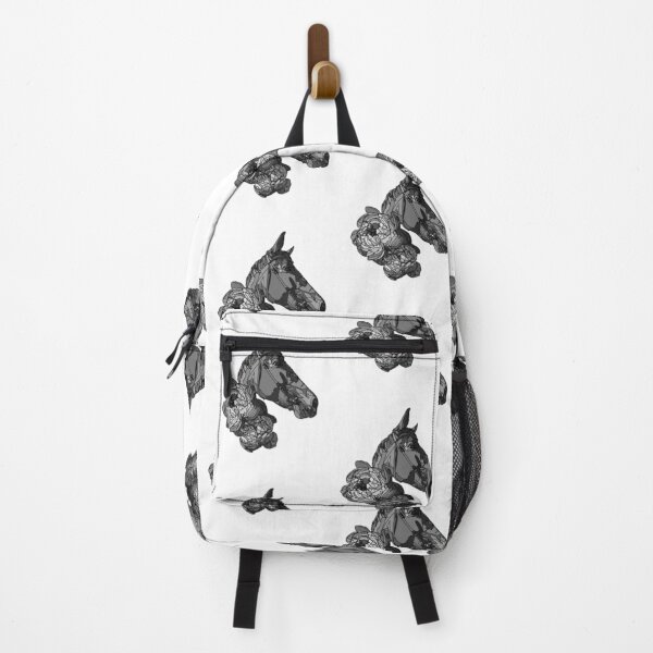 Item preview, Monochrome Horse with Peonies Minimalist Grey Shaded Equestrian Design designed and sold by TatianaEleonor.