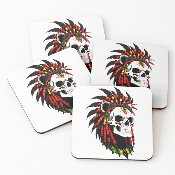Item preview, Colorful Feathered Headdress Skull designed and sold by For-Cat Studio.