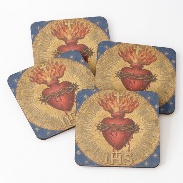 Item preview, Sacred Heart of Jesus – Traditional Catholic Devotional Art in Gold and Blue designed and sold by Crux Fidelis.