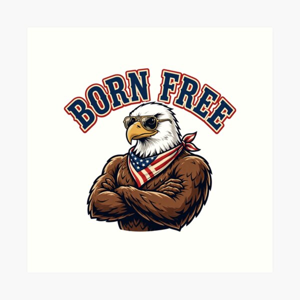 Item preview, Born Free Bald Eagle | Patriotic American Mascot with Flag Bandana designed and sold by Robert Lucio.
