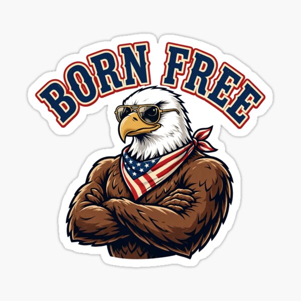 Item preview, Born Free Bald Eagle | Patriotic American Mascot with Flag Bandana designed and sold by Robert Lucio.