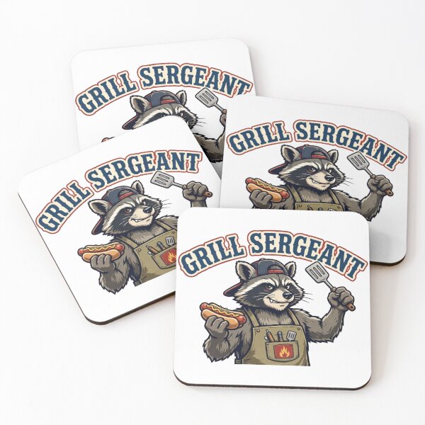 Item preview, Grill Sergeant Raccoon | Funny BBQ Dad Grill Master Mascot designed and sold by Robert Lucio.