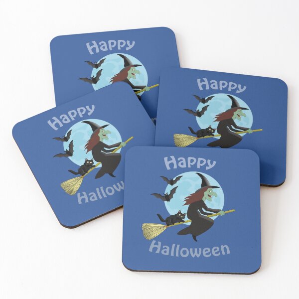 Item preview, Happy Halloween funny witch on broomstick designed and sold by ChimaGraphics.