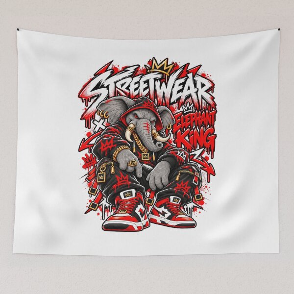 Item preview, Streetwear Elephant King Urban Graffiti Art designed and sold by BAAKSHOP.