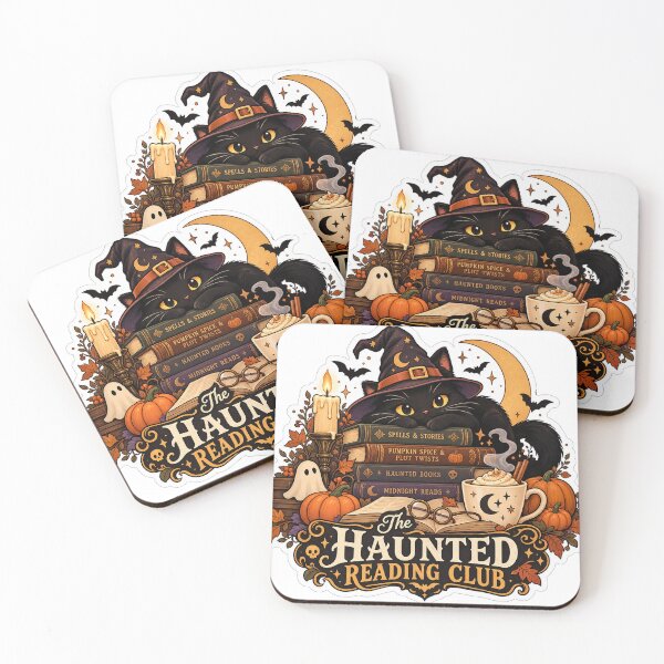 Item preview, The Haunted Reading Club Halloween Black Cat Sticker designed and sold by PaginaBrew.