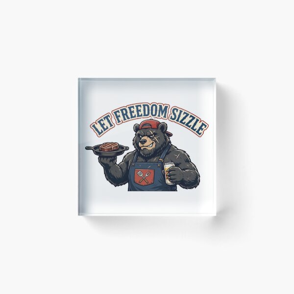 Item preview, Let Freedom Sizzle Bear | Funny Patriotic BBQ Bear Mascot designed and sold by Robert Lucio.