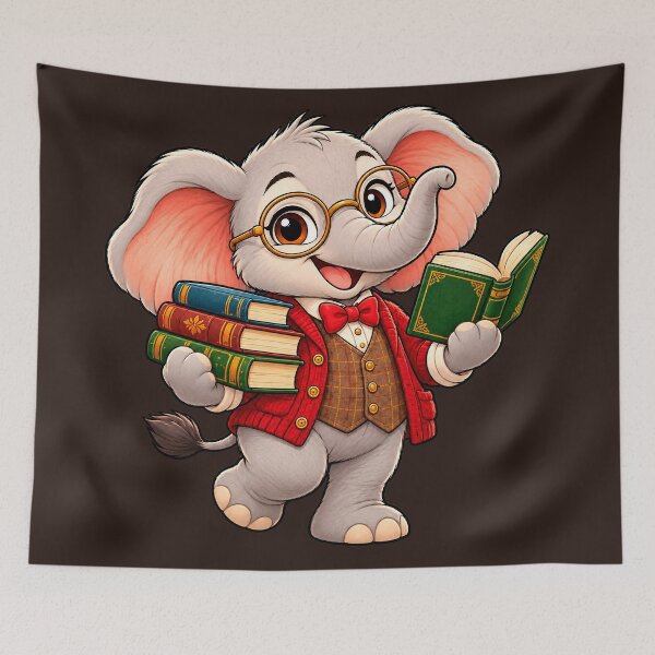 Item preview, Cute Elephant Scholar Reading Books designed and sold by ImagenFusionP.