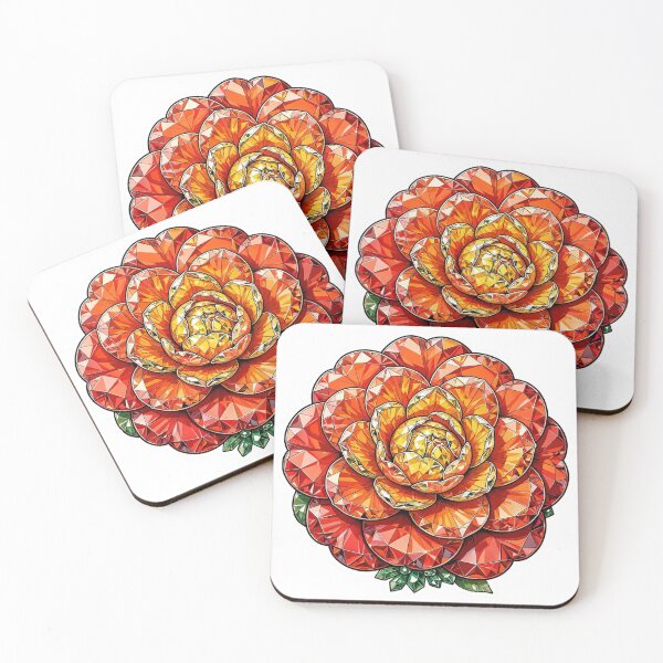 Item preview, Camellia Flower Fire Crystal Sticker - Red Orange Yellow Gradient Real Color designed and sold by Crystal Critters .