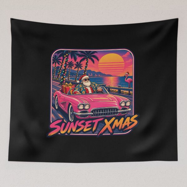 Item preview, Sunset Xmas Retro Tropical Santa Convertible designed and sold by RekiStyle.