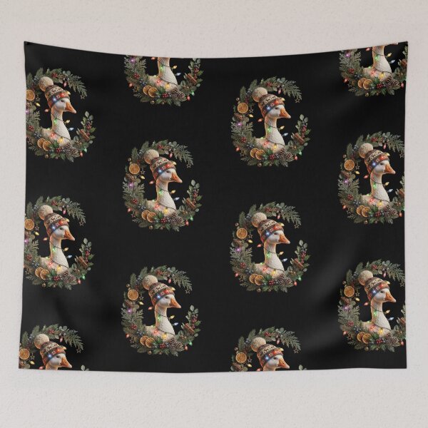 Item preview, Christmas Goose with Santa Hat and Festive Holiday Wreath designed and sold by SOUFIANE1991.