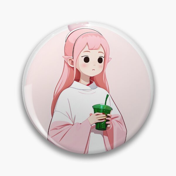 Item preview, Pink-haired Girl with Green Drink designed and sold by For-Cat Studio.
