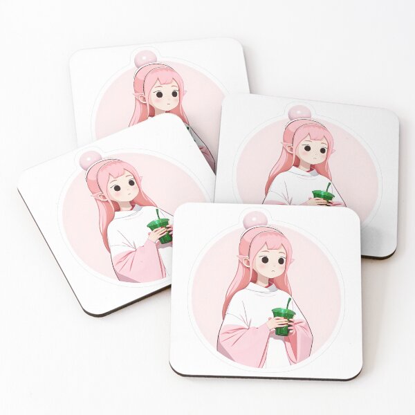Item preview, Pink-haired Girl with Green Drink designed and sold by For-Cat Studio.
