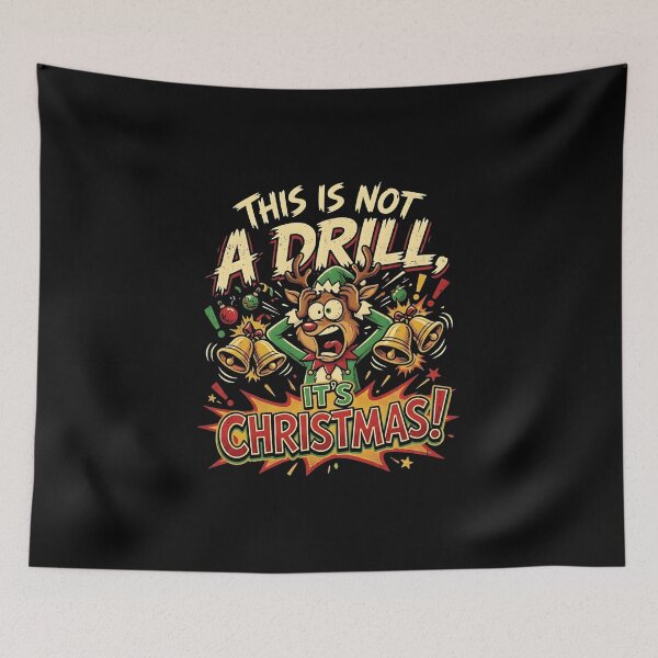 Item preview, Not a Drill It's Christmas Panic Reindeer Tee designed and sold by CerealBoxInk.