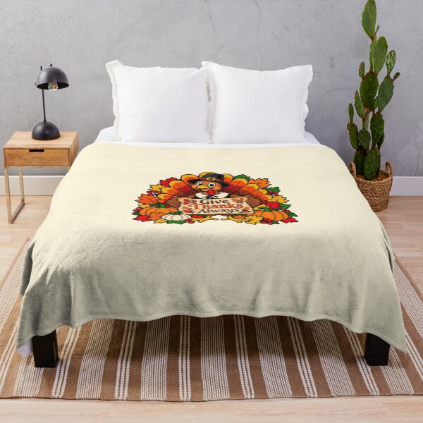 Item preview, Cute Give Thanks Always Turkey & Pumpkins Fall Autumn Illustration designed and sold by CrazyCraftStudio.