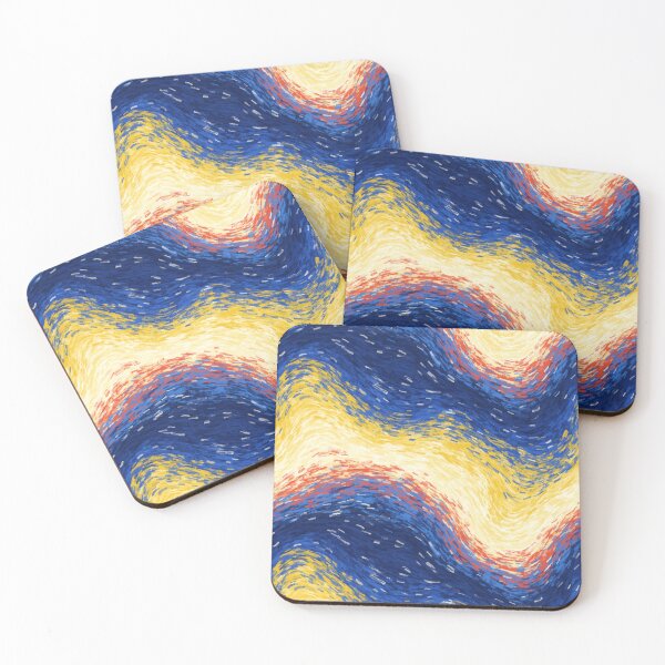 Item preview, Waves Print With Sunflower Yellow Impressionist Wave In Bold Tones designed and sold by cute-animals99.