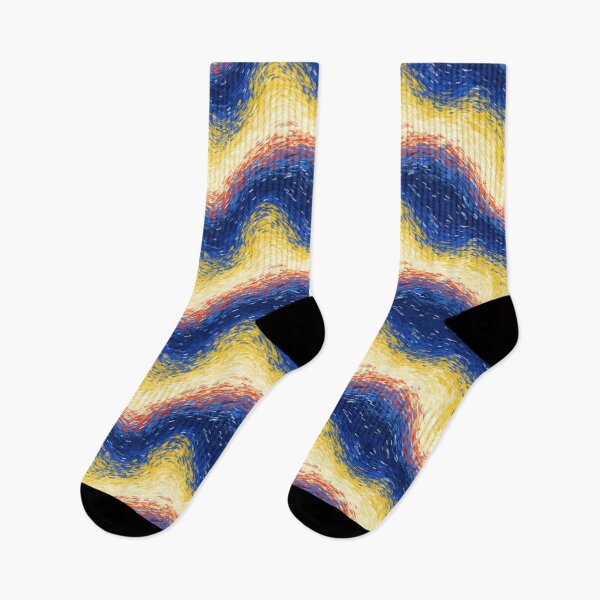 Item preview, Waves Print With Sunflower Yellow Impressionist Wave In Bold Tones designed and sold by cute-animals99.