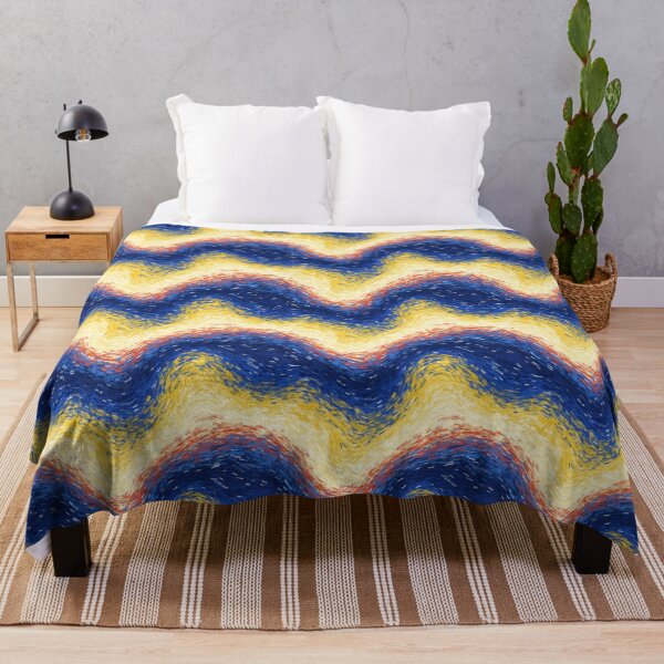 Item preview, Waves Print With Sunflower Yellow Impressionist Wave In Bold Tones designed and sold by cute-animals99.