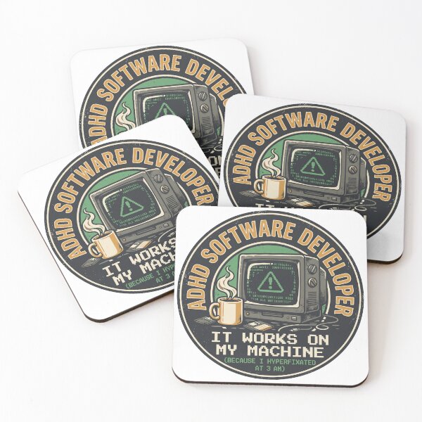 Item preview, ADHD Software Developer Hyperfixation 3 AM Code Retro Badge Design designed and sold by Osmose-Studio.