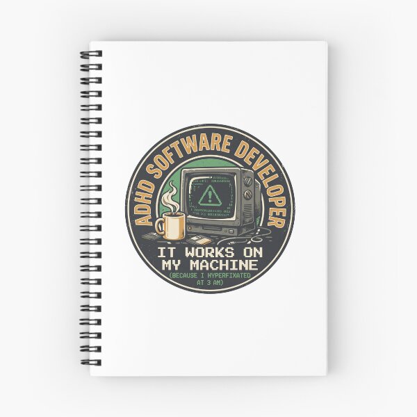 Item preview, ADHD Software Developer Hyperfixation 3 AM Code Retro Badge Design designed and sold by Osmose-Studio.