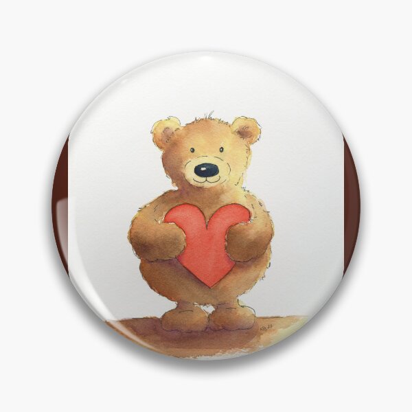 Item preview, Teddy bear holding a red heart, watercolor painting designed and sold by KarenKaspar.