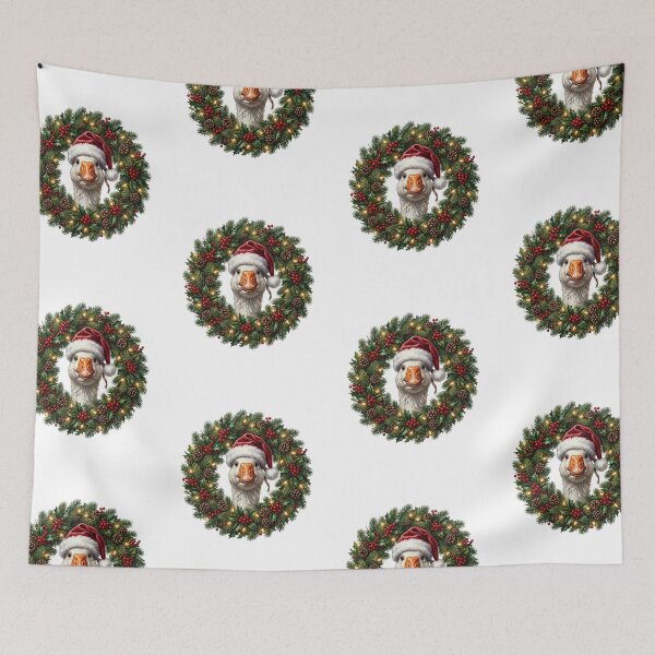 Item preview, Christmas Goose with Santa Hat and Festive Holiday Wreath designed and sold by SOUFIANE1991.