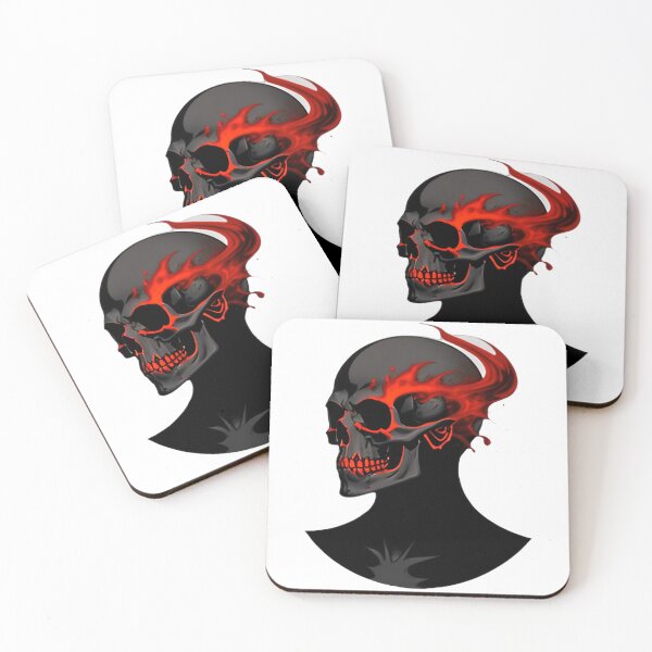 Item preview, Black Skull with Red Flames designed and sold by For-Cat Studio.
