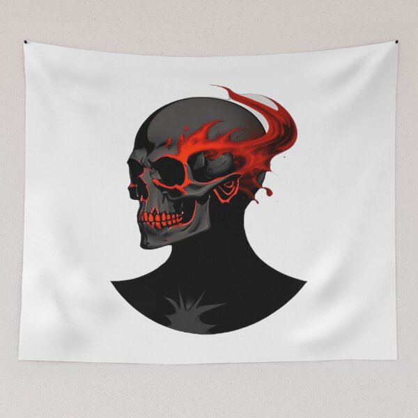 Item preview, Black Skull with Red Flames designed and sold by For-Cat Studio.