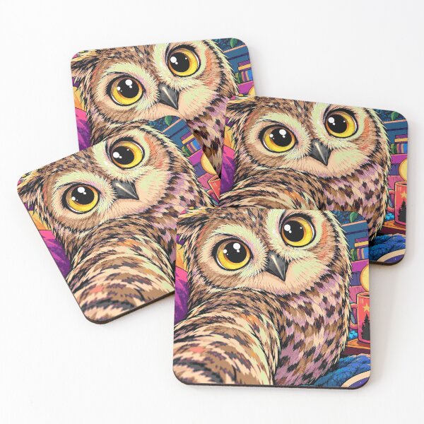 Item preview, Cute Owl Selfie Cozy Bookworm Night Reading Aesthetic Animal Art designed and sold by Neon Bones Studio.
