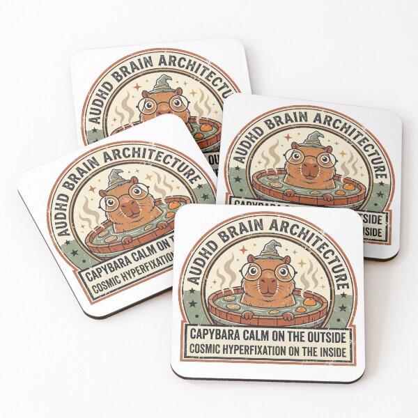 Item preview, AuDHD Brain Architecture Capybara Hyperfixation Vintage Emblem Graphic designed and sold by Osmose-Studio.