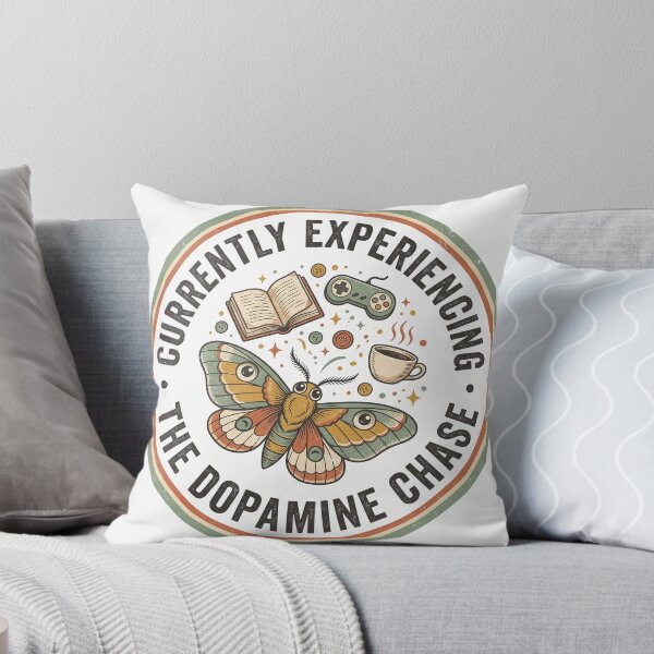 Item preview, Currently Experiencing The Dopamine Chase Vintage ADHD Moth Emblem designed and sold by Osmose-Studio.