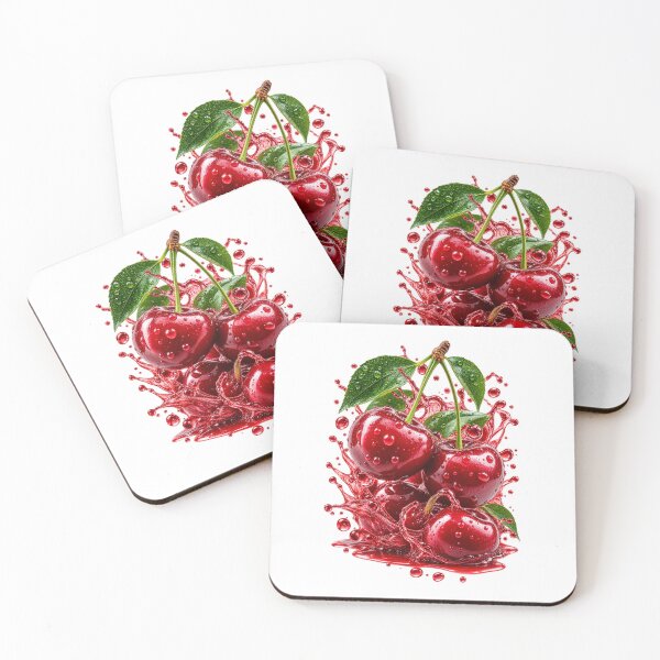 Item preview, Juicy Red Cherries with Green Leaves designed and sold by AchraffPrint.