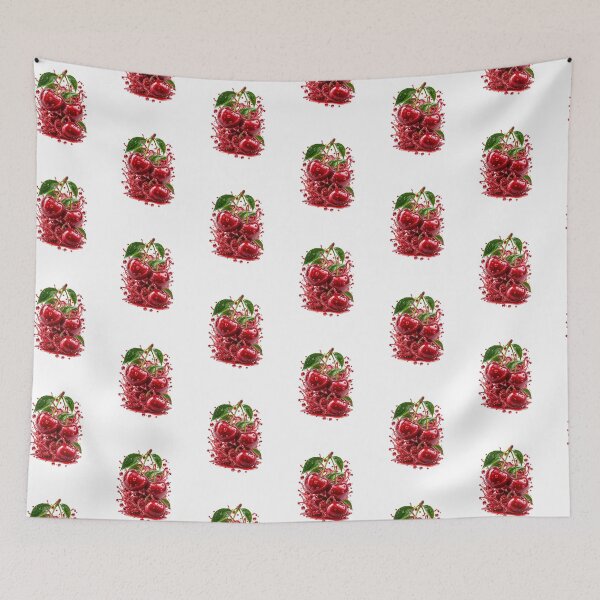 Item preview, Juicy Red Cherries with Green Leaves designed and sold by AchraffPrint.