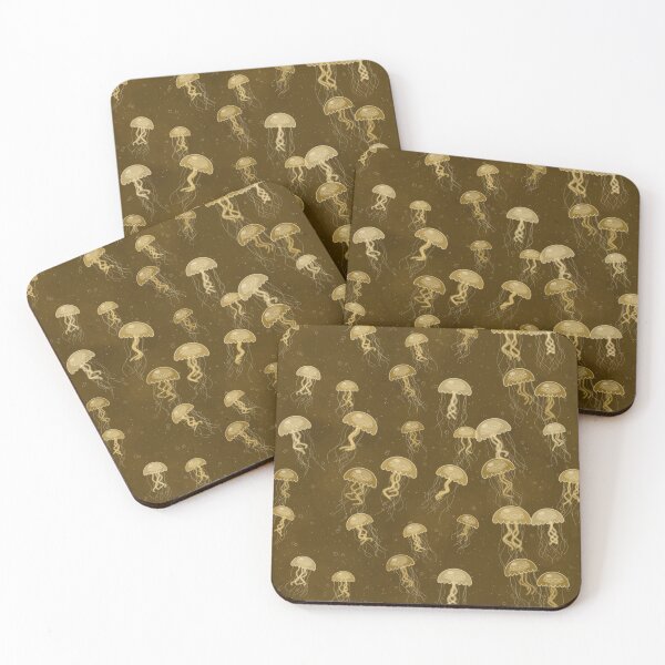 Item preview, Jellyfish Design In Gold, A Earthy Jellyfish Pattern designed and sold by cute-animals99.