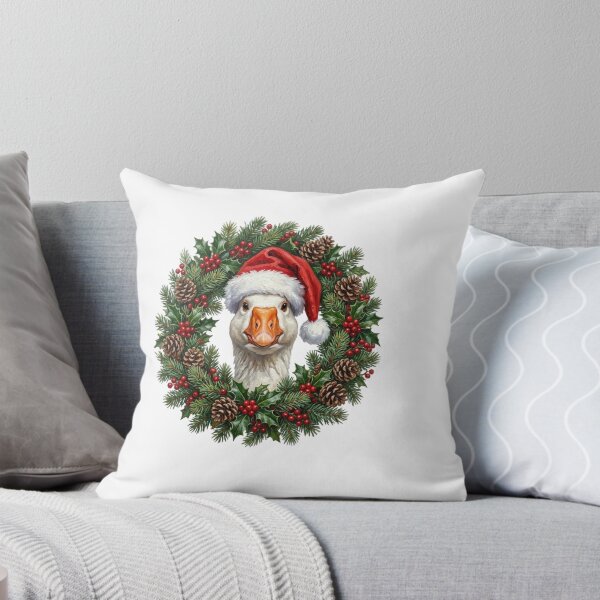 Item preview, Christmas Goose with Santa Hat and Festive Holiday Wreath designed and sold by SOUFIANE1991.