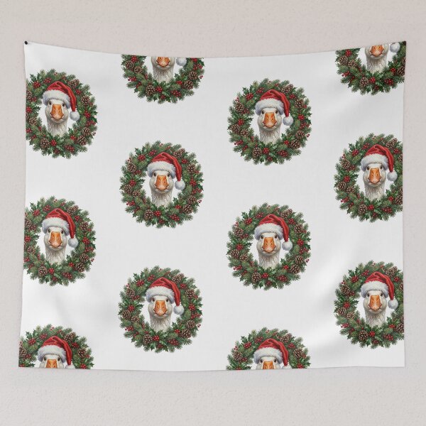 Item preview, Christmas Goose with Santa Hat and Festive Holiday Wreath designed and sold by SOUFIANE1991.