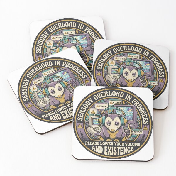 Item preview, Sensory Overload In Progress Please Lower Your Volume Possum Sticker designed and sold by Osmose-Studio.