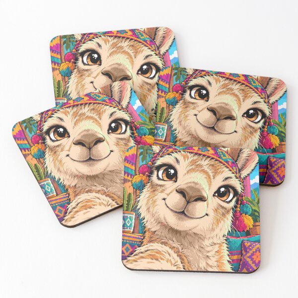 Item preview, Cute Llama Selfie Boho Colorful Animal Art Alpaca designed and sold by Neon Bones Studio.