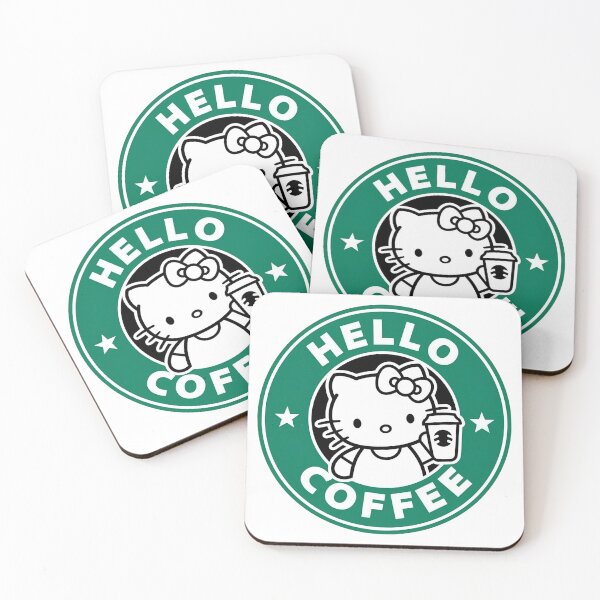 Item preview, Green "Hello Coffee" Starbucks x Hello Kitty Logo Design designed and sold by iloveyourcupid.