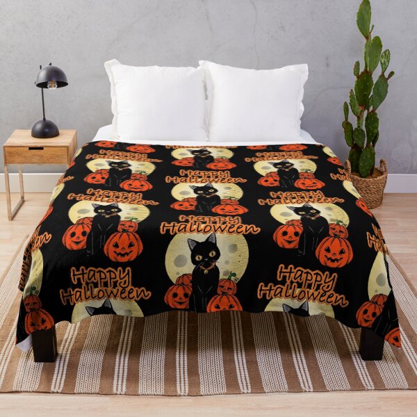 Item preview, Halloween With The Pumpkins And Black Cat designed and sold by BATKEI ART.