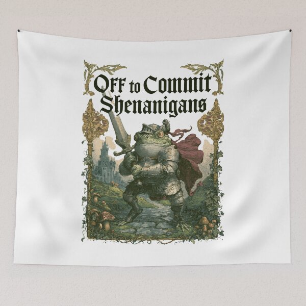 Item preview, Off to Commit Shenanigans Frog - Medieval Knight Meme designed and sold by DyzioSupply.